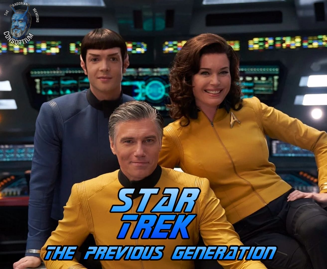 The meme is an image of three Star Trek characters from the original series (Mr. Spock, Dr. McCoy, and Captain Kirk) from the TV show "Star Trek: Discovery" (a prequel series). The text overlayed on the image reads "The original crew of the USS Enterprise... in the 25th century."